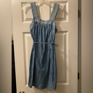 Universal Thread Denim Blue Embroidered Dress